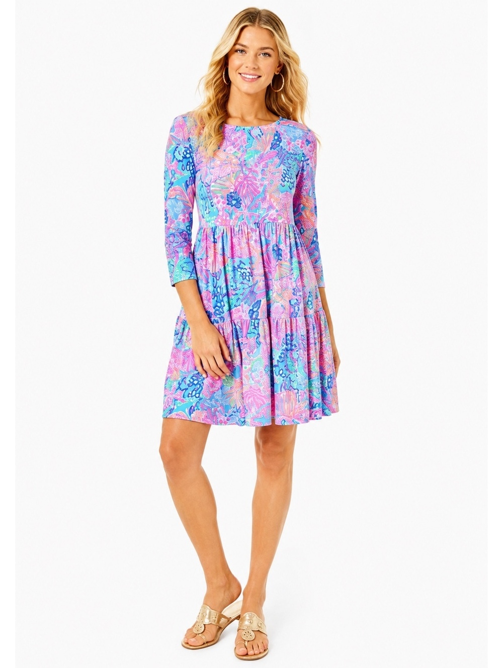 Lilly Pulitzer Geanna Dress in ‘Splendor in the Sand’ Hues M